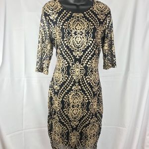 Olivia Matthews Sz 14 Black Gold Sequined Dress
